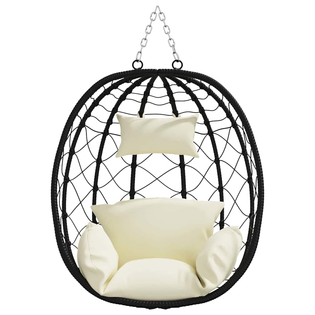Hængende æggestol Cremehvid 91,5 x 54,5 x 107 cm polyrattan