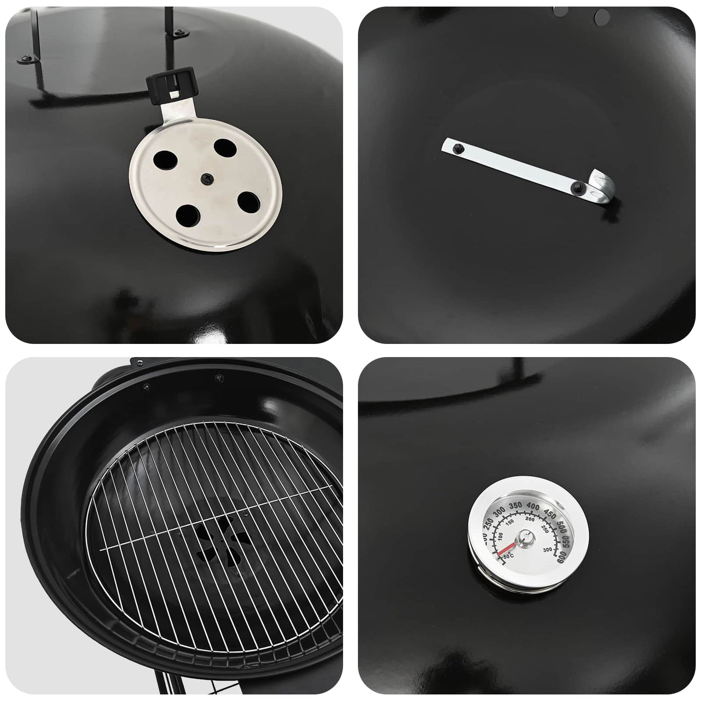 Udendørs grill med hjul Sort 91 x 71 x 107 cm Metal