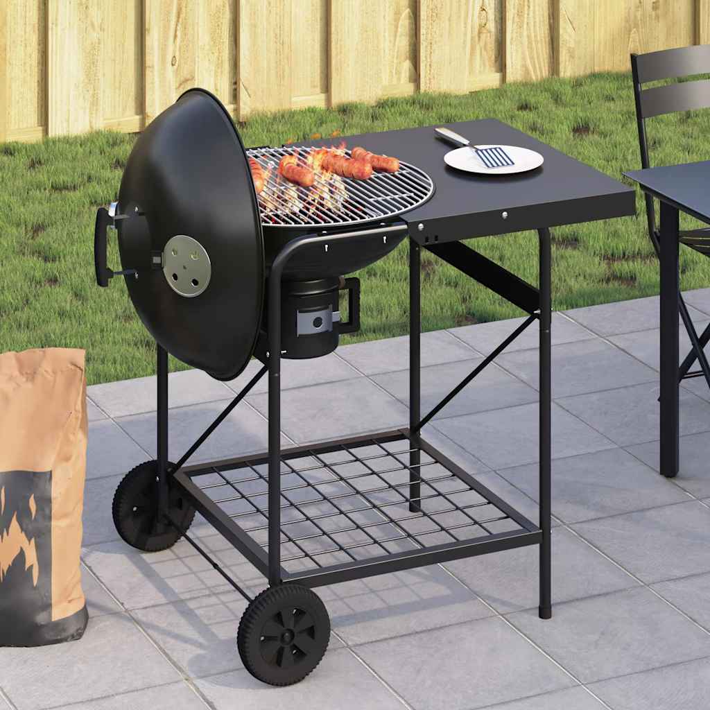 Udendørs grill med hjul Sort 91 x 71 x 107 cm Metal