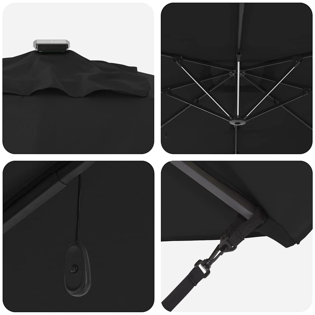 Parasol Sort 286 x 284 x 270 cm Aluminium og Polyester