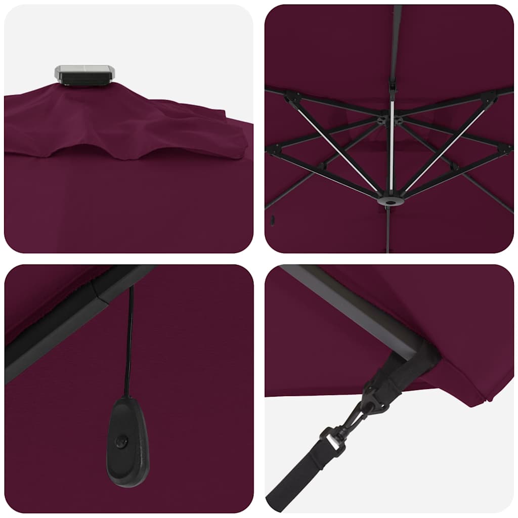Parasol Bordeaux Rød 286 x 284 x 270 cm Aluminium og Polyester