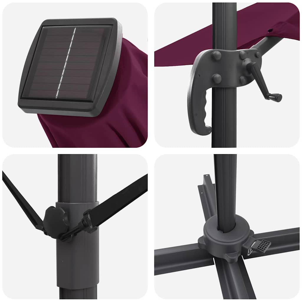 Parasol Bordeaux Rød 286 x 284 x 270 cm Aluminium og Polyester
