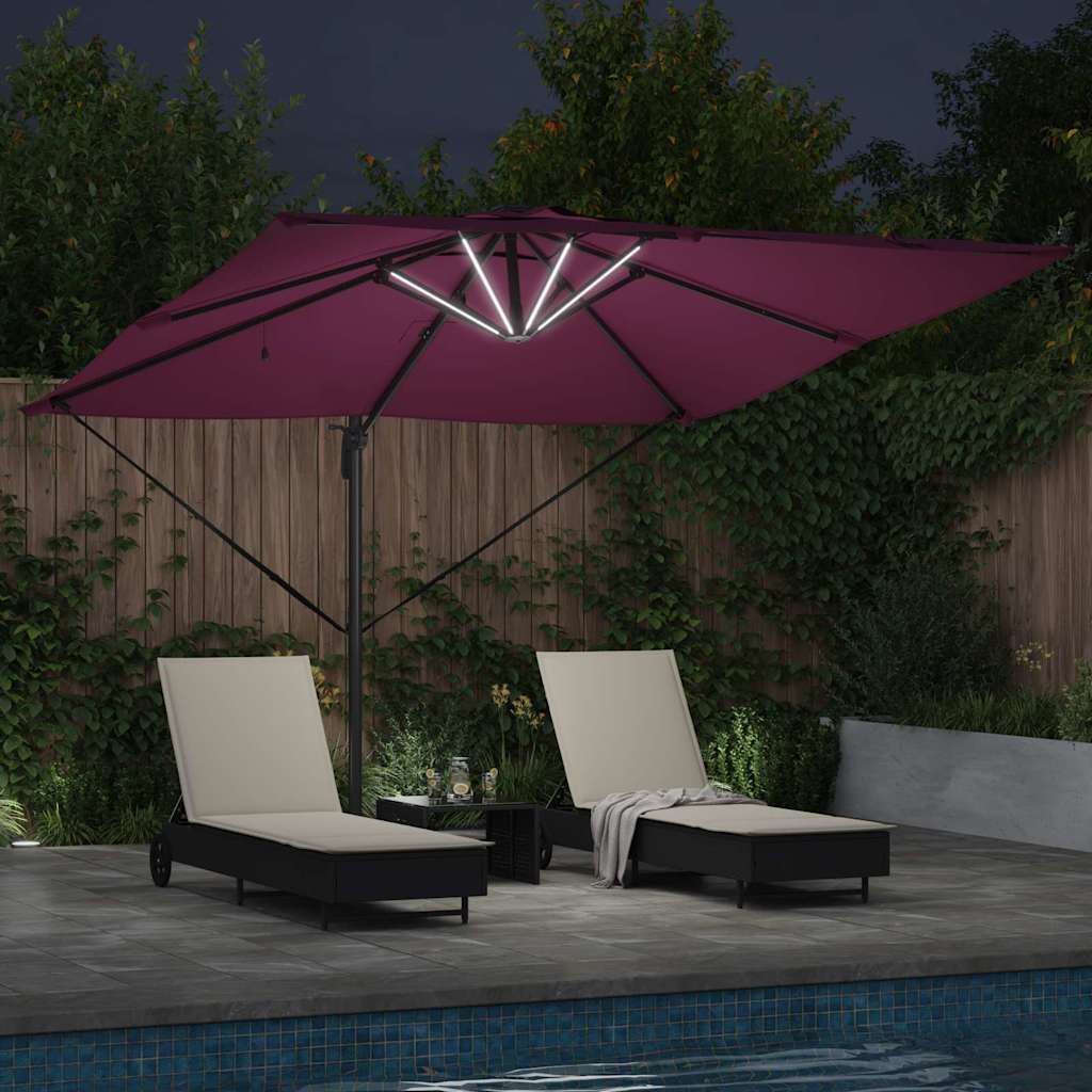 Parasol Bordeaux Rød 286 x 284 x 270 cm Aluminium og Polyester