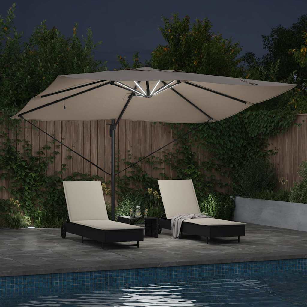 Parasol 352 x 251 x 265 cm Polyester og Aluminium Gråbrun