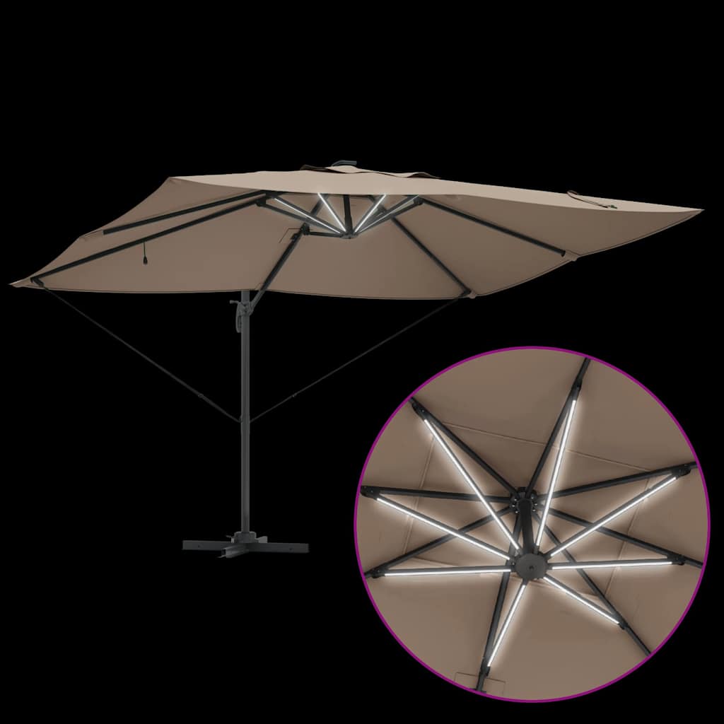 Parasol 352 x 251 x 265 cm Polyester og Aluminium Gråbrun
