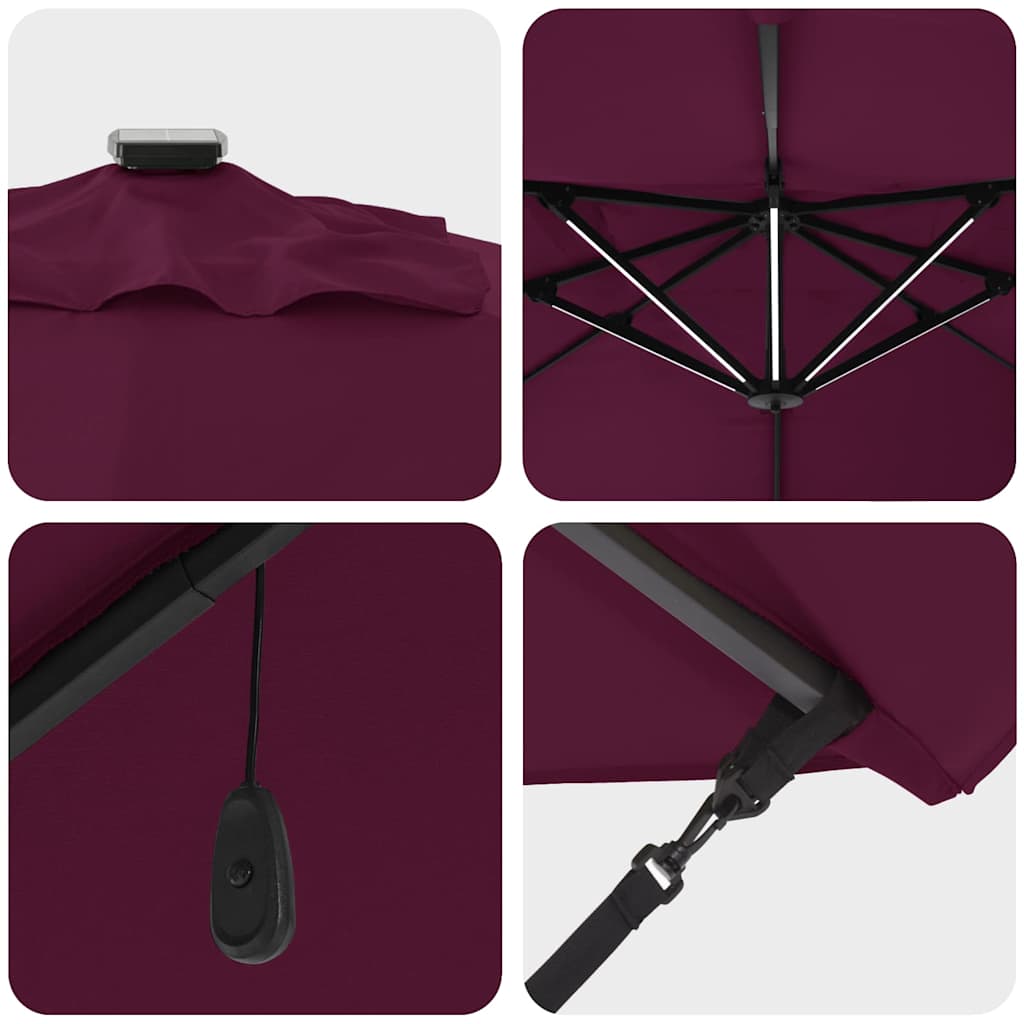 Parasol 352 x 251 x 265 cm Polyester og Aluminium Bordeaux Rød