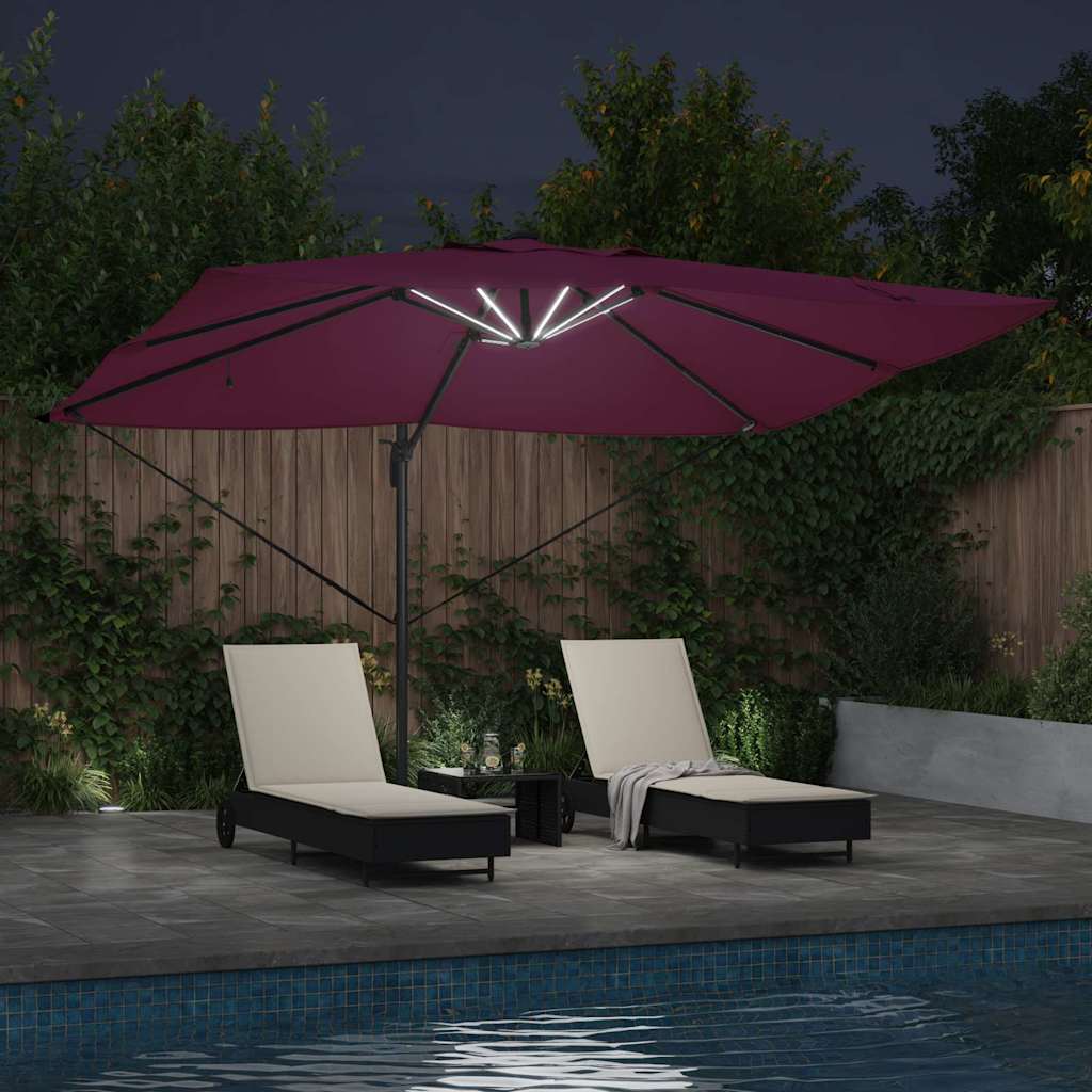 Parasol 352 x 251 x 265 cm Polyester og Aluminium Bordeaux Rød