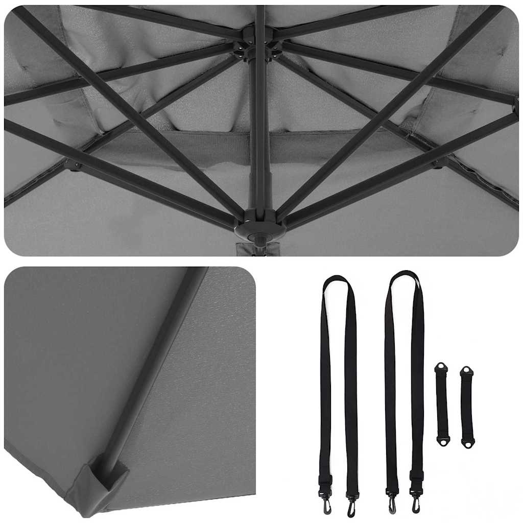 Roma Parasol Antracit 286 x 284 x 265 cm Aluminium og Polyester