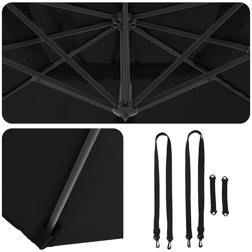 Roma Parasol Sort 286 x 284 x 265 cm Aluminium og Polyester