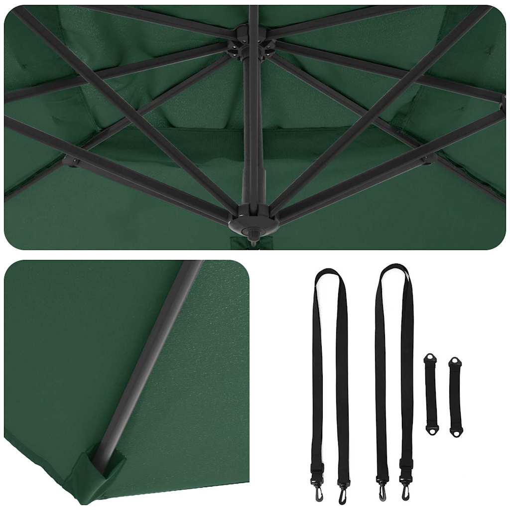 Parasol 351 x 250 x 260 cm Polyester og Aluminium Grøn