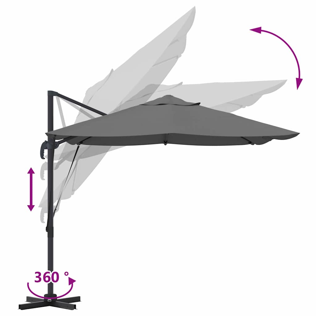 Parasol 351 x 250 x 260 cm Polyester og Aluminium Antracit