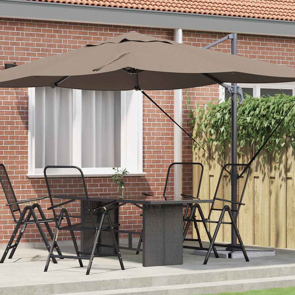 Parasol 351 x 250 x 260 cm Polyester og Aluminium Gråbrun
