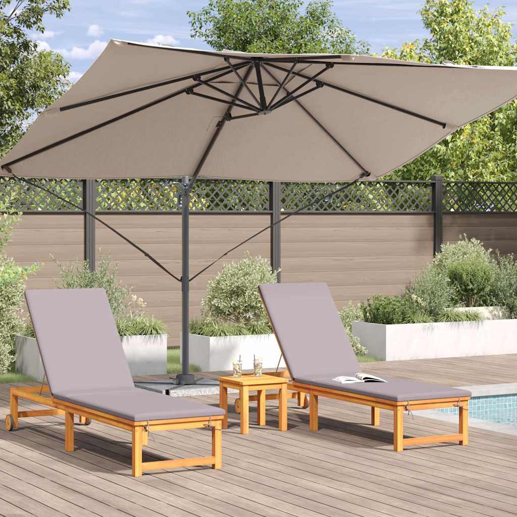 Parasol 351 x 250 x 260 cm Polyester og Aluminium Gråbrun