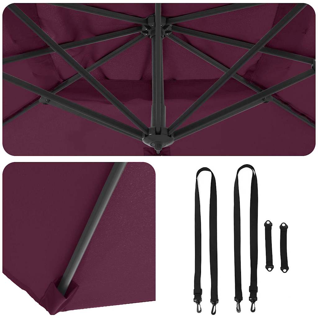 Parasol 351 x 250 x 260 cm Polyester og Aluminium Bordeaux Rød