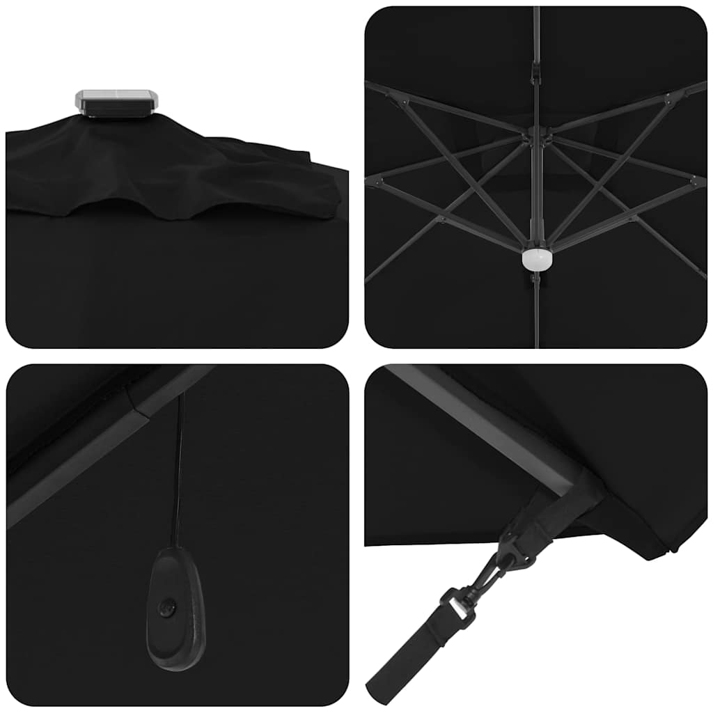 Roma Parasol Sort 286 x 284 x 270 cm Aluminium og Polyester