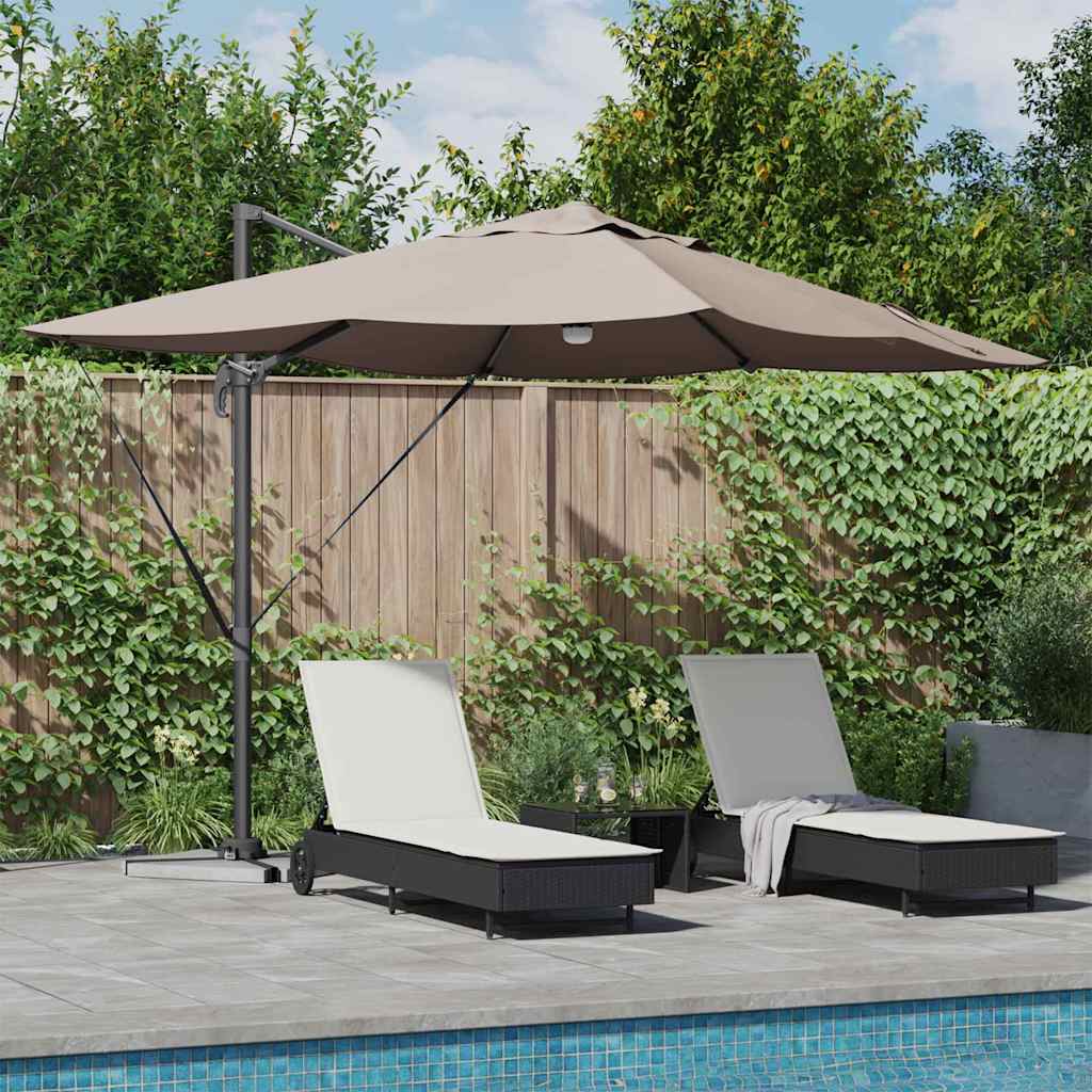 Parasol 351 x 250 x 253 cm Polyester og Aluminium Gråbrun