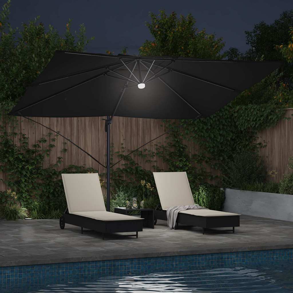 Parasol Sort 351 x 250 x 253 cm Polyester og Aluminium