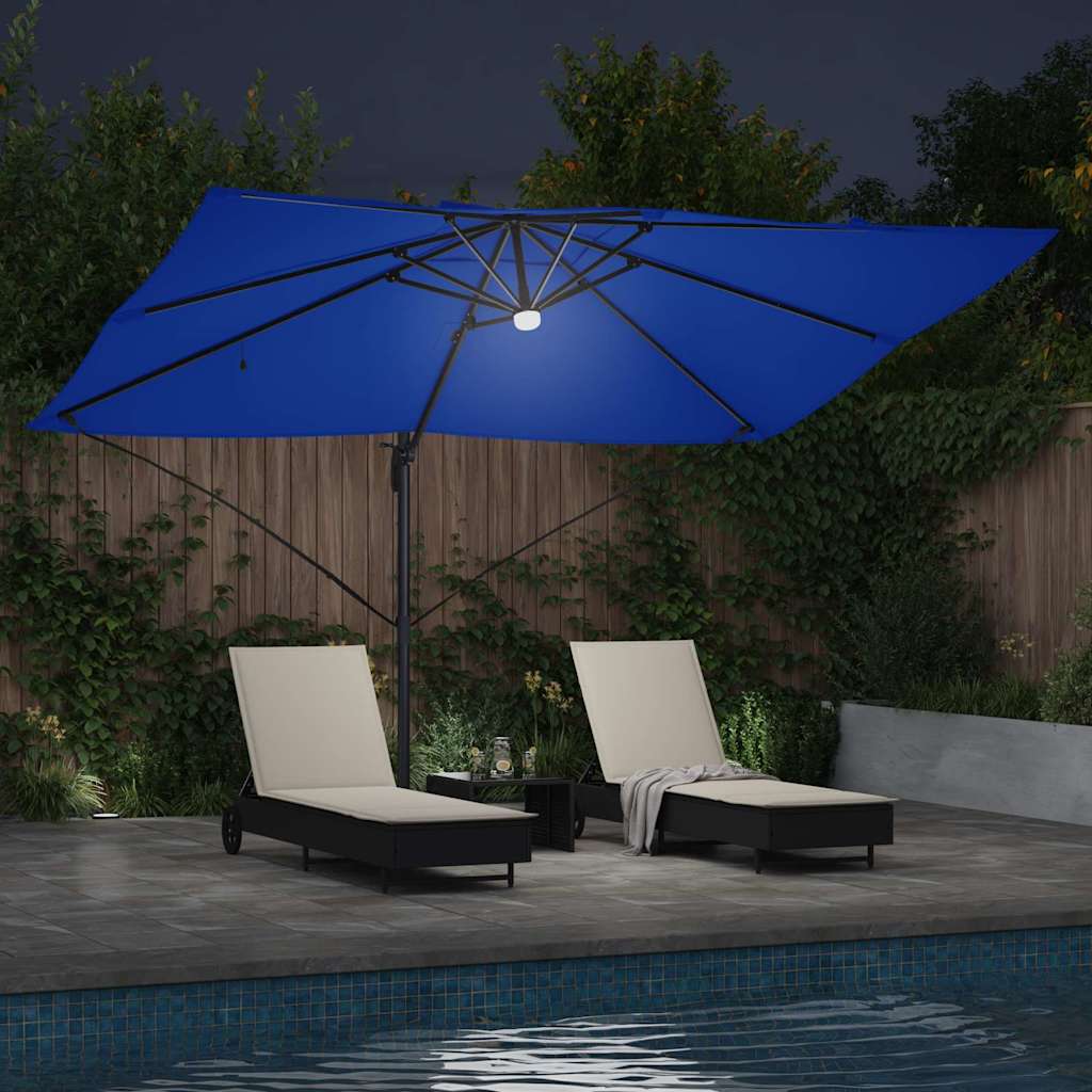Parasol 351 x 250 x 253 cm Polyester og Aluminium Azurblå