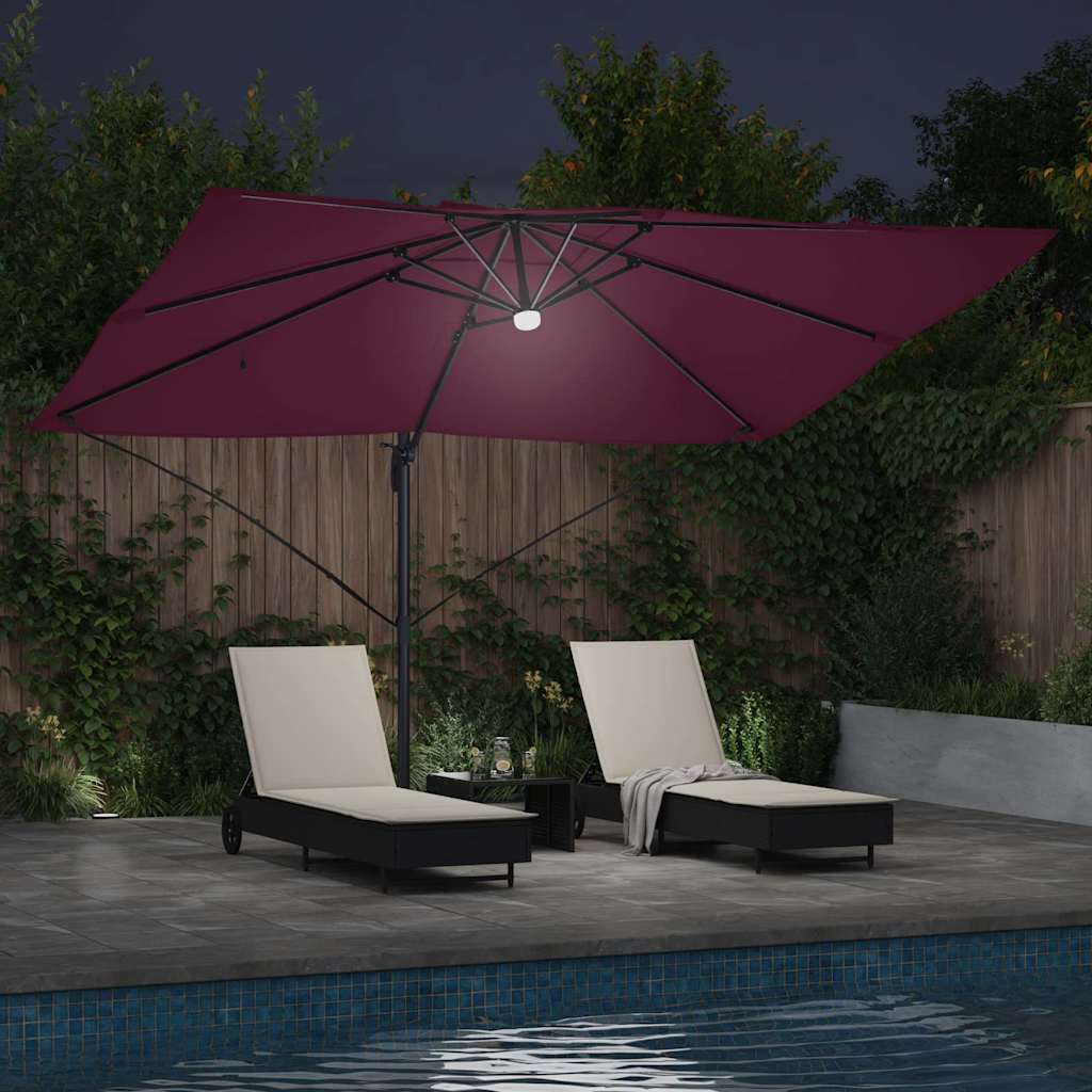 Parasol Bordeaux Rød 351 x 250 x 253 cm Polyester og Aluminium