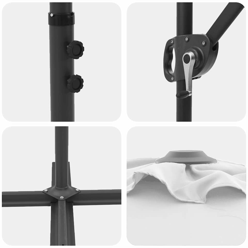 Parasol Sandfarvet 372 x 198 x 243 cm Polyester og Aluminium