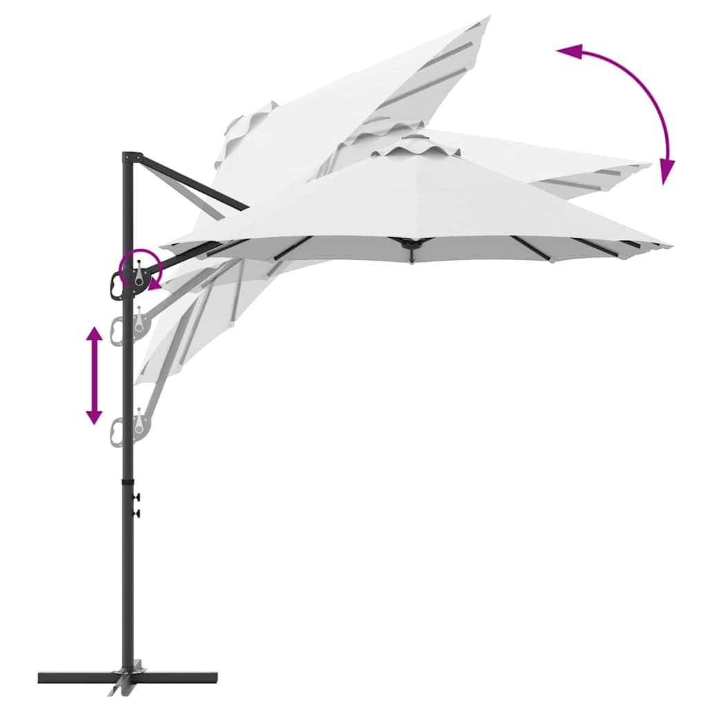 Parasol Sandfarvet 372 x 198 x 243 cm Polyester og Aluminium