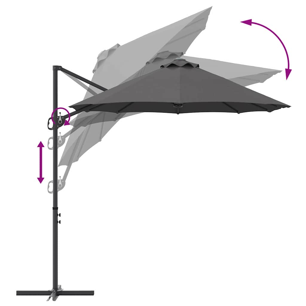 Parasol Antracit 372 x 198 x 243 cm Polyester og Aluminium
