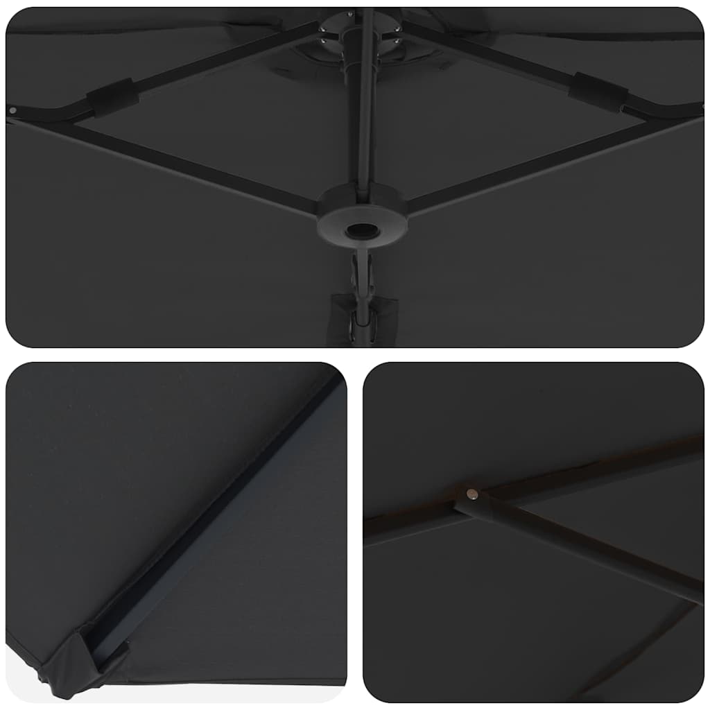 Parasol Sort 372 x 198 x 243 cm Polyester og Aluminium