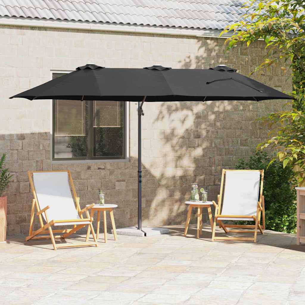 Parasol Sort 372 x 198 x 243 cm Polyester og Aluminium