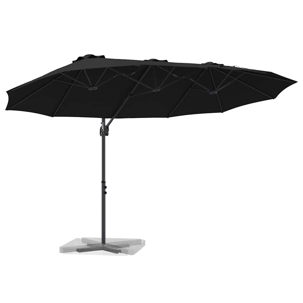Parasol Sort 372 x 198 x 243 cm Polyester og Aluminium