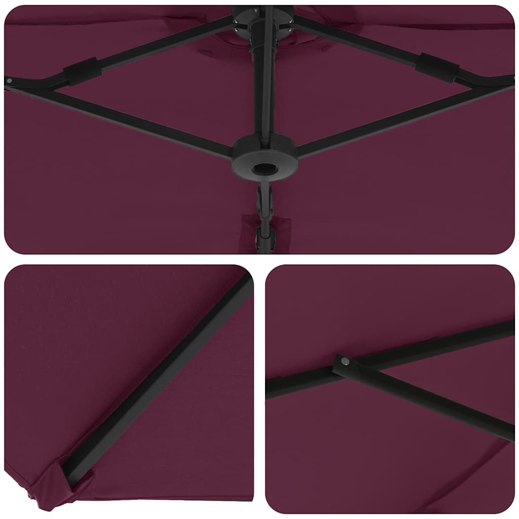Parasol Bordeaux Rød 372 x 198 x 243 cm Polyester og Aluminium