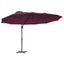 Parasol Bordeaux Rød 372 x 198 x 243 cm Polyester og Aluminium