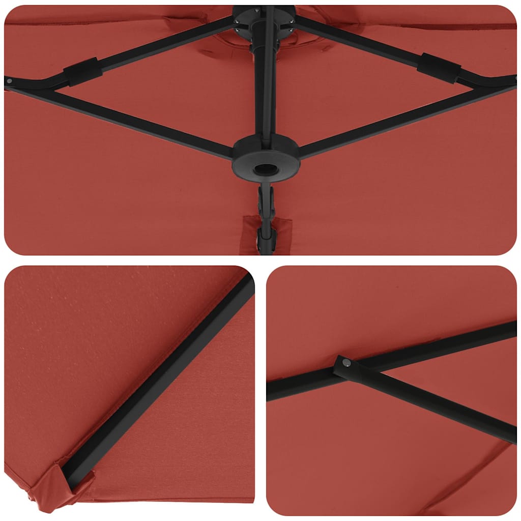 Parasol Terrakotta 372 x 198 x 243 cm Polyester og Aluminium
