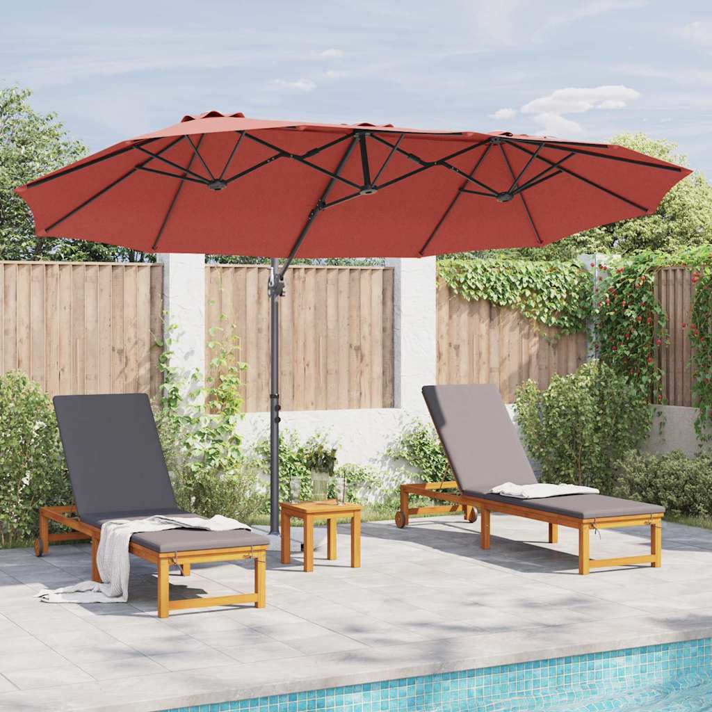 Parasol Terrakotta 372 x 198 x 243 cm Polyester og Aluminium