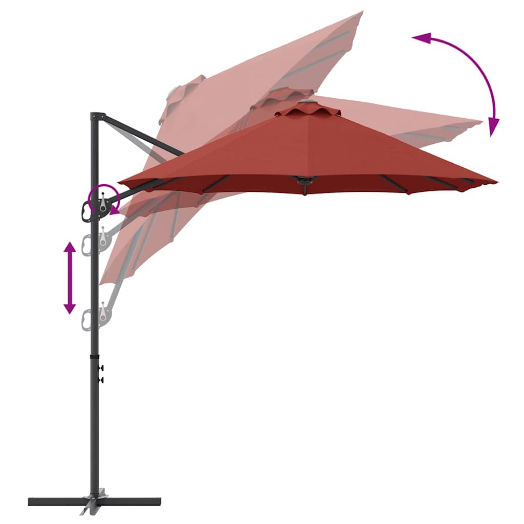 Parasol Terrakotta 372 x 198 x 243 cm Polyester og Aluminium