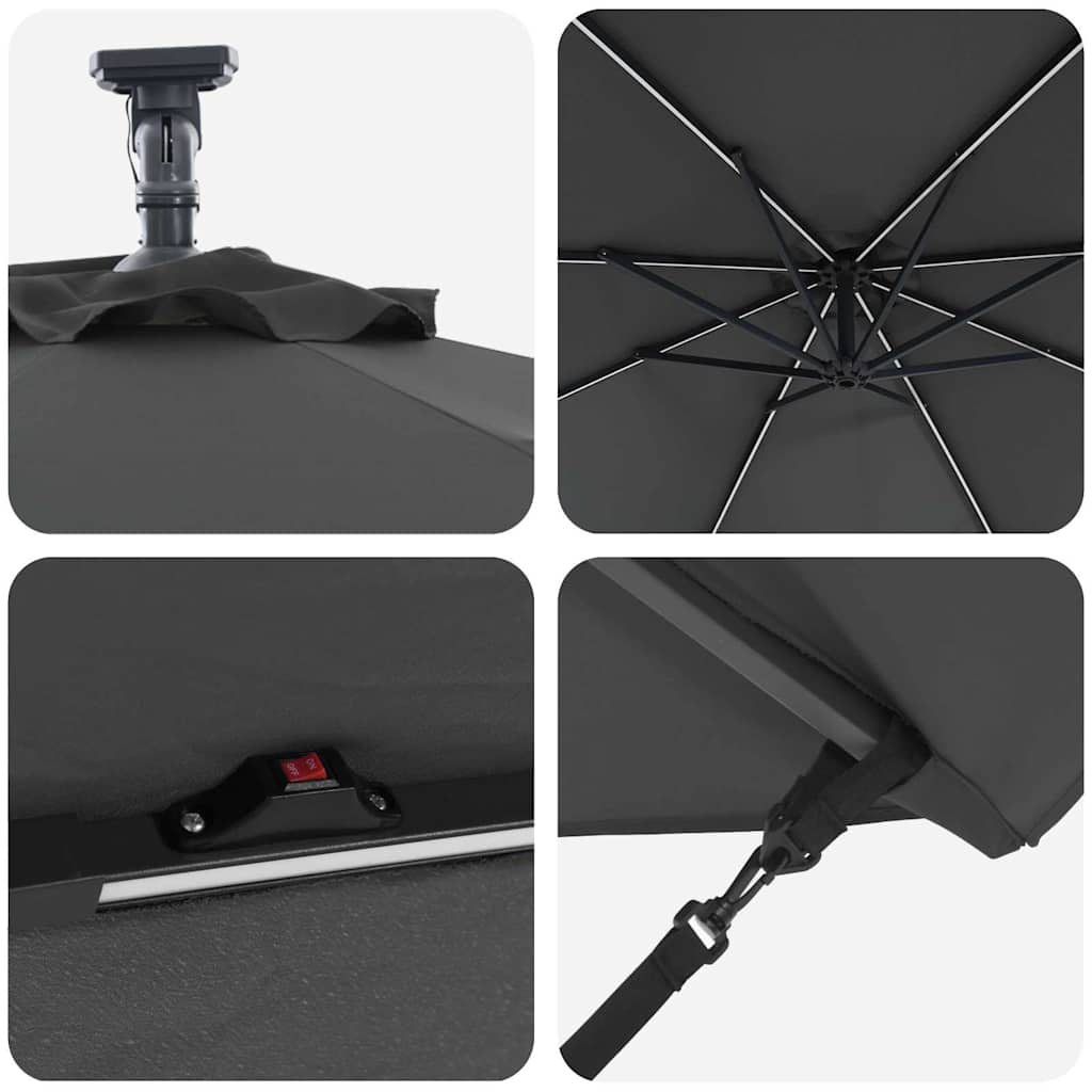 Parasol 294 x 294 x 248 cm Polyester og Aluminium Antracit