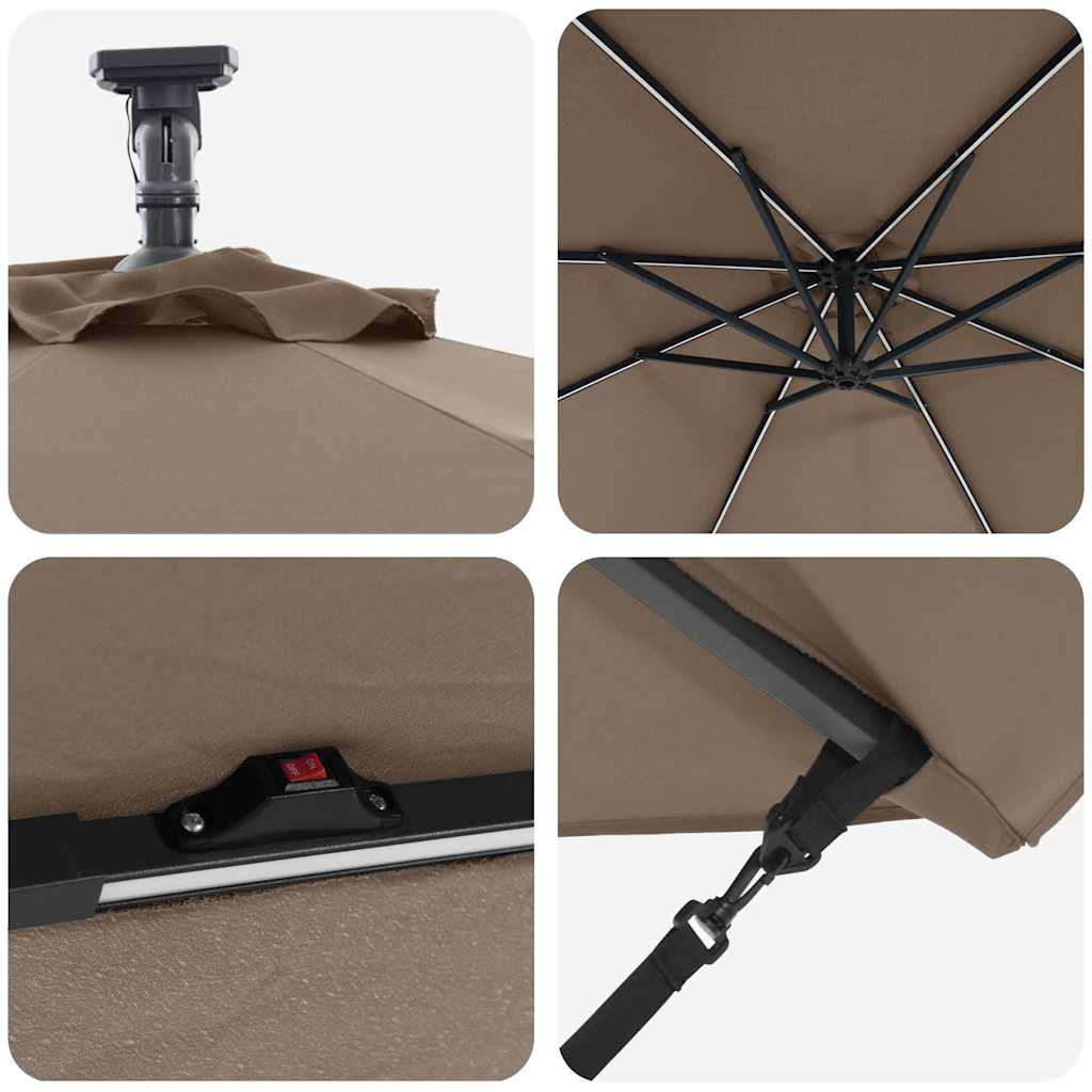 Parasol 294 x 294 x 248 cm Polyester og Aluminium Gråbrun
