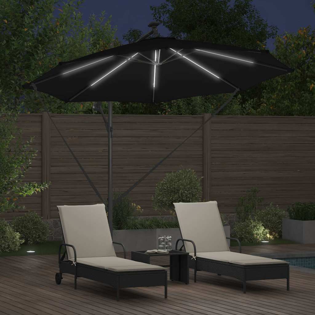 Parasol 294 x 294 x 248 cm Polyester og Aluminium Sort