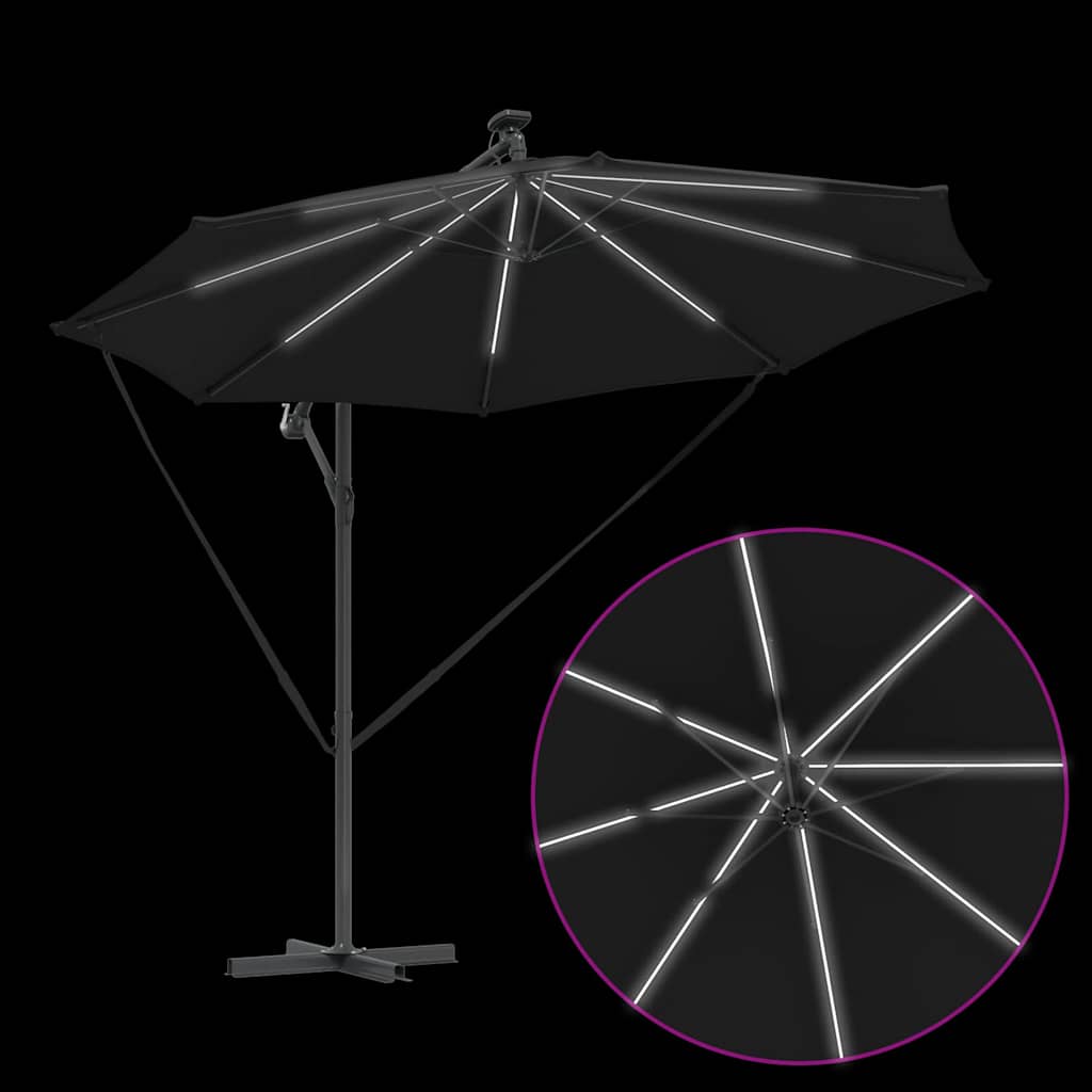 Parasol 294 x 294 x 248 cm Polyester og Aluminium Sort
