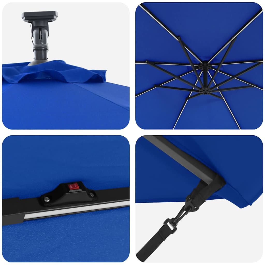Parasol 294 x 294 x 248 cm Polyester og Aluminium Azurblå