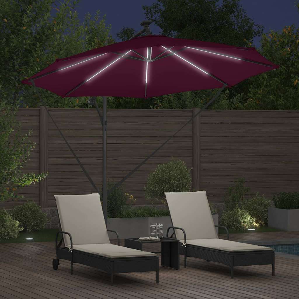 Parasol 294 x 294 x 248 cm Polyester og Aluminium Bordeaux Rød
