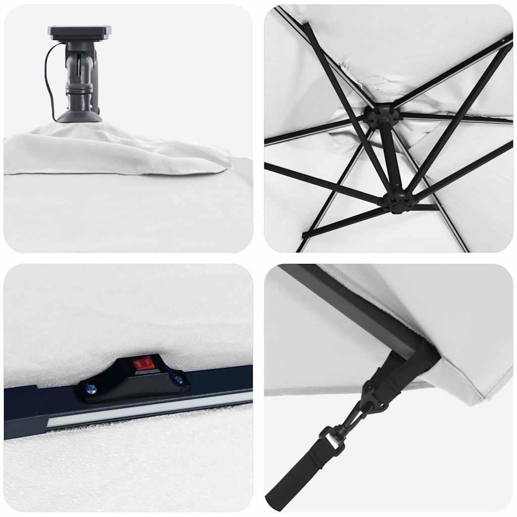 Parasol 294 x 200 x 270 cm Polyester og Aluminium Sandfarvet