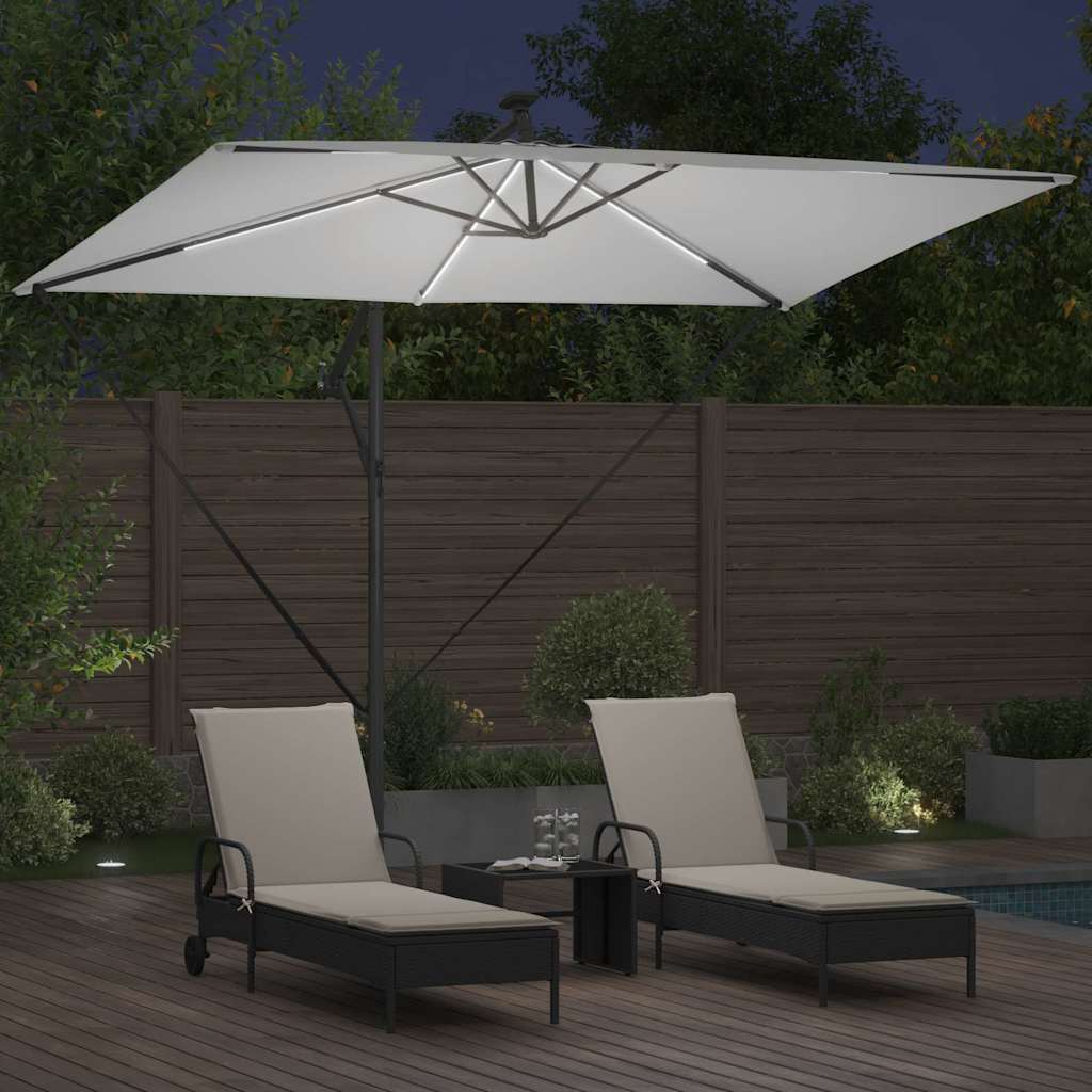 Parasol 294 x 200 x 270 cm Polyester og Aluminium Sandfarvet