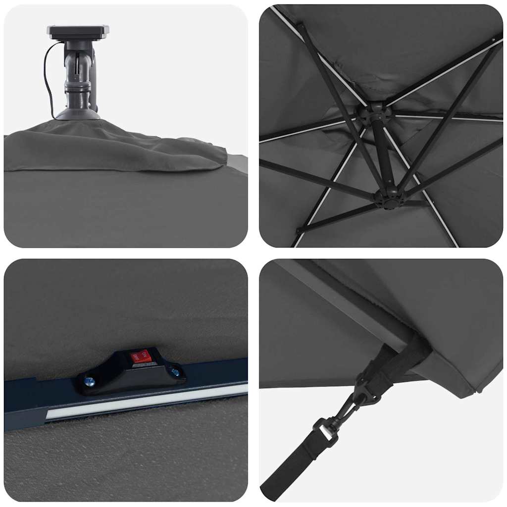 Parasol 294 x 200 x 270 cm Polyester og Aluminium Antracit