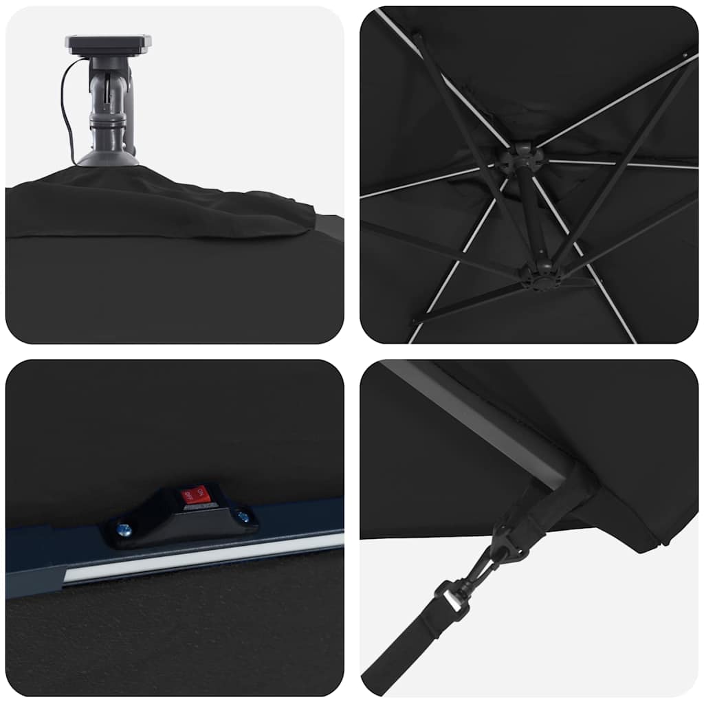 Parasol 294 x 200 x 270 cm Polyester og Aluminium Sort