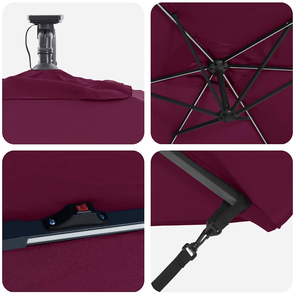 Parasol 294 x 200 x 270 cm Polyester og Aluminium Bordeaux Rød