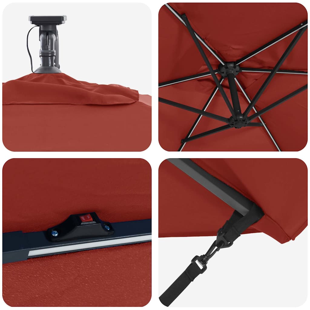Parasol Terrakotta 294 x 200 x 270 cm Polyester og Aluminium