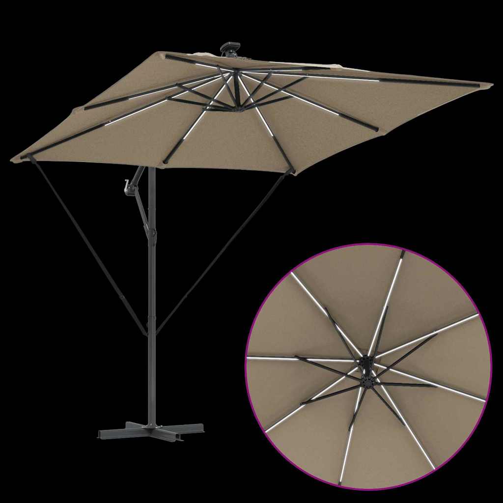 Parasol 249 x 249 x 250 cm Polyester og Aluminium Gråbrun