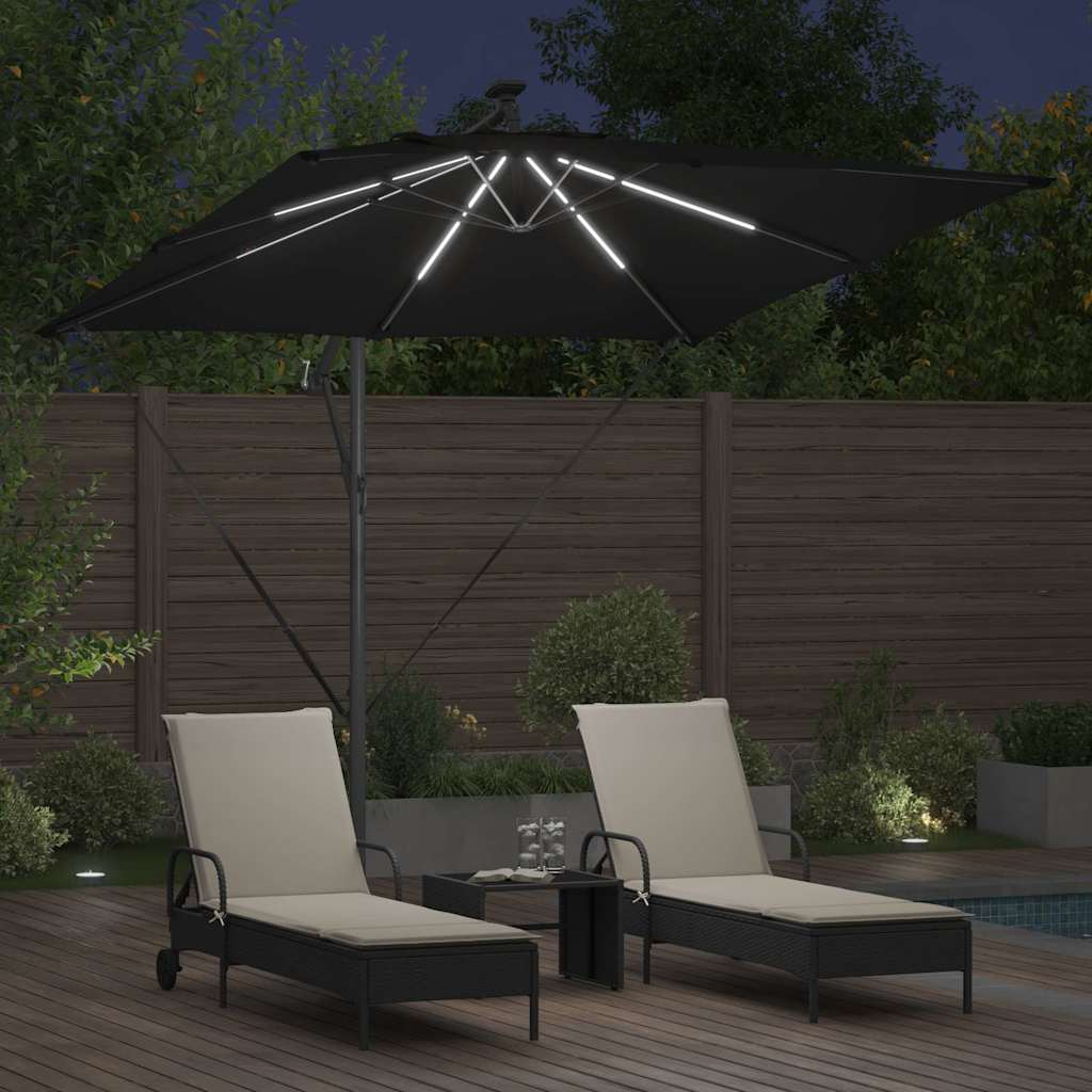 Parasol Sort 249 x 249 x 250 cm Polyester og Aluminium