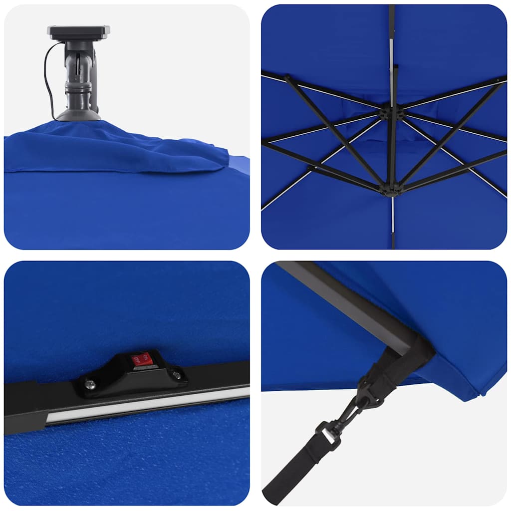 Parasol 249 x 249 x 250 cm Polyester og Aluminium Azurblå
