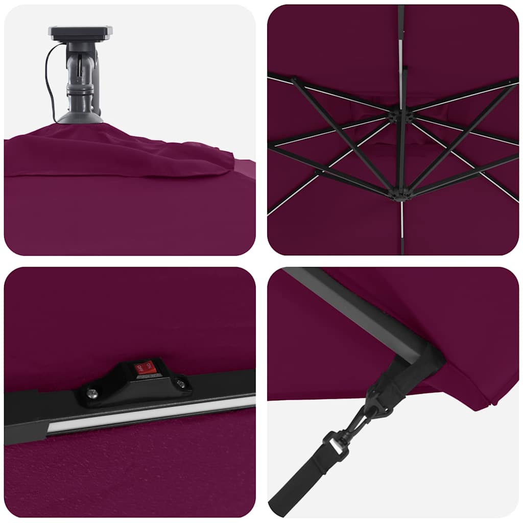 Parasol Bordeaux Rød 249 x 249 x 250 cm Polyester og Aluminium